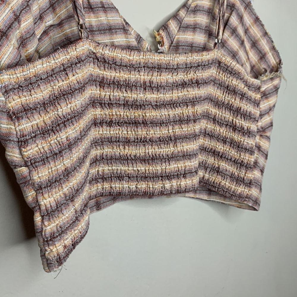 Crop Ruffle Plaid Flannel Print Tank Top Weatern Country Rustic Mustard Seed M - Picture 6 of 11